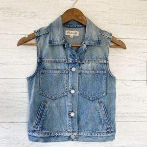 MADEWELL Denim Blue Jean Cropped Vest - Size XS